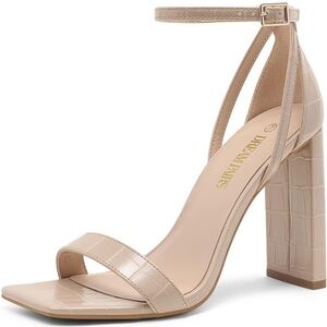 Nude colored strappy heel